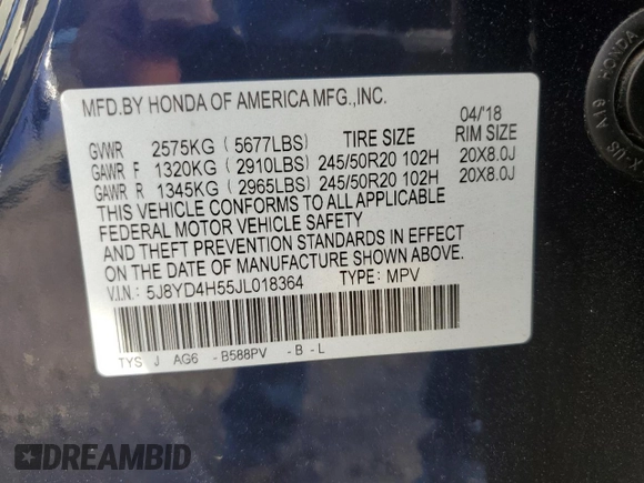 2018 Acura MDX w/Technology Pkg with VIN 5J8YD4H55JL018364, listed as a Copart auction lot 78693344 with 81,611 mi miles and Salvage Title. Bid and sale history available at carsss.com. Image 15.