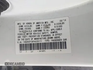 2015 Honda Accord Sedan LX with VIN 1HGCR2F36FA026171, listed as a IAAI auction lot 41845465 with 96,370 mi miles. Bid and sale history available at carsss.com. Image 9.