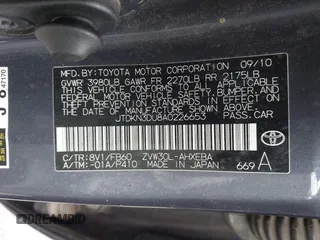 2010 Toyota Prius II with VIN JTDKN3DU8A0226653, listed as a IAAI auction lot 42074156 with 236,589 mi miles. Bid and sale history available at carsss.com. Image 9.