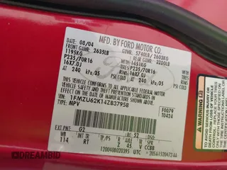 2004 Ford Explorer XLS с VIN 1FMZU62K14ZB37958, выставлен на аукционе IAAI как лот 42213720 с пробегом 106 267 миль миль и . История ставок и продаж доступна на DreamBid. Изображение 9.