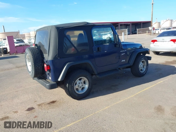 2002 Jeep Wrangler Sport z VIN 1J4FA49SX2P760671, wystawiony jako IAAI lot #41861841 z przebiegiem 125 728 mil mil oraz . Historia ofert i sprzedaży dostępna na DreamBid. Obrazek 4.