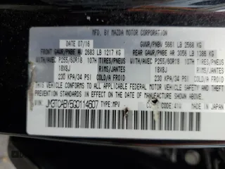 2016 Mazda CX-9 Sport with VIN JM3TCABY5G0114607, listed as a Copart auction lot 44568595 with 46,592 mi miles and Salvage Title. Bid and sale history available at carsss.com. Image 13.