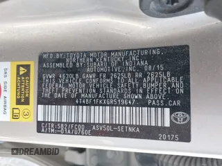 2016 Toyota Camry XLE with VIN 4T4BF1FKXGR519647, listed as a IAAI auction lot 42010266 with 123,595 mi miles and . Bid and sale history available at DreamBid. Image 9.