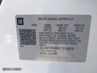 2019 Chevrolet Cruze Premier with VIN 1G1BF5SM6K7114379, listed as a IAAI auction lot 41425240 with 37,965 mi miles. Bid and sale history available at carsss.com. Image 9.