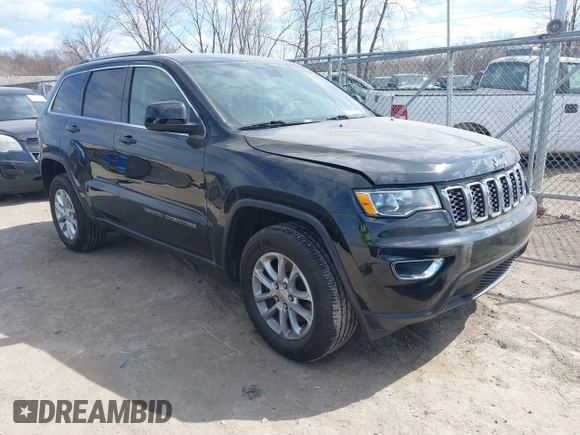 2021 Jeep Grand Cherokee Laredo X with VIN 1C4RJFAG7MC502866, listed as a IAAI auction lot 41841328 with 59,870 mi miles and . Bid and sale history available at DreamBid. Image 1.
