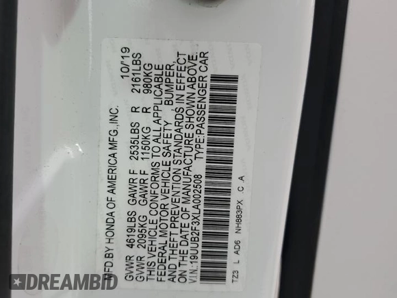 2020 Acura TLX with VIN 19UUB2F3XLA002508, listed as a Copart auction lot 83559954 with 101,422 mi miles and Salvage Title. Bid and sale history available at carsss.com. Image 14.