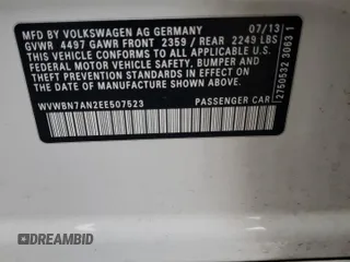 2014 Volkswagen CC Sport with VIN WVWBN7AN2EE507523, listed as a Copart auction lot 81892814 with 102,242 mi miles and Salvage Title. Bid and sale history available at carsss.com. Image 15.