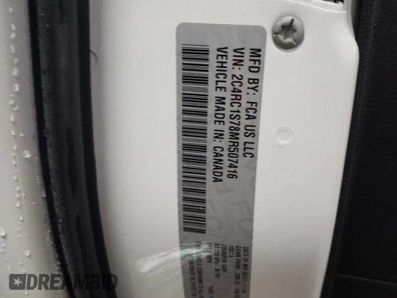 2021 Chrysler Pacifica Hybrid Limited с VIN 2C4RC1S78MR507416, выставлен на аукционе Copart как лот 49096925 с пробегом 51 029 миль миль и Списание • Salvage title. История ставок и продаж доступна на DreamBid. Изображение 13.