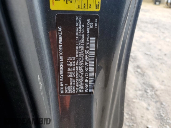 2013 BMW 1 Series 128i with VIN WBAUP7C58DVP25560, listed as a Copart auction lot 41989405 with 48,028 mi miles and Salvage Title. Bid and sale history available at carsss.com. Image 12.