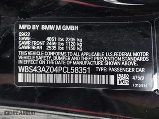 2023 BMW M4 Competition xDrive with VIN WBS43AZ04PCL58351, listed as a IAAI auction lot 41307049 with 33,207 mi miles. Bid and sale history available at carsss.com. Image 9.