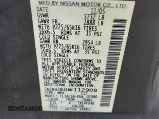 2006 Nissan Quest S Special Edition with VIN 5N1BV28U16N112908, listed as a Copart auction lot 43784285 with 124,729 mi miles and Salvage Title. Bid and sale history available at carsss.com. Image 14.