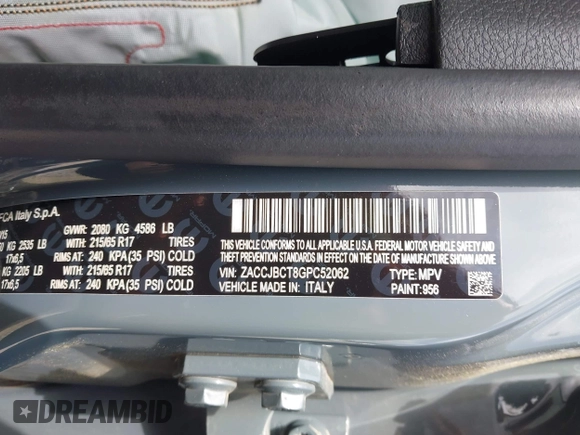 2016 Jeep Renegade Trailhawk with VIN ZACCJBCT8GPC52062, listed as a IAAI auction lot 42040795 with 139,805 mi miles and . Bid and sale history available at carsss.com. Image 9.
