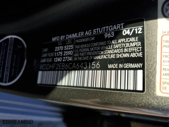 2012 Mercedes-Benz E-Class E 350 Luxury BlueTEC with VIN WDDHF2EB6CA643156, listed as a Copart auction lot 51621925 with 249,869 mi miles and Salvage Title. Bid and sale history available at carsss.com. Image 13.