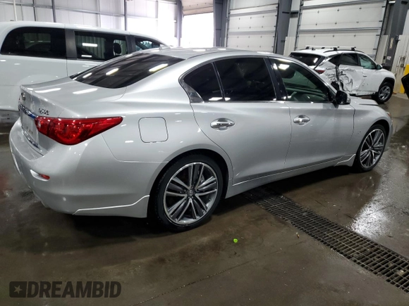 2015 Infiniti Q50 Premium with VIN JN1BV7AR7FM396562, listed as a Copart auction lot 52698765 with 103,824 mi miles and Salvage Title. Bid and sale history available at carsss.com. Image 3.