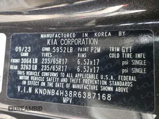 2024 Kia Carnival LX with VIN KNDNB4H38R6387168, listed as a Copart auction lot 84255354 with 7,884 mi miles and Salvage Title. Bid and sale history available at carsss.com. Image 16.