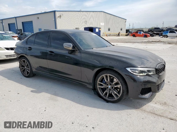 2020 BMW 3 Series M340i xDrive with VIN WBA5U9C04LA380918, listed as a Copart auction lot 48875295 with 72,540 mi miles and Salvage Title. Bid and sale history available at DreamBid. Image 4.
