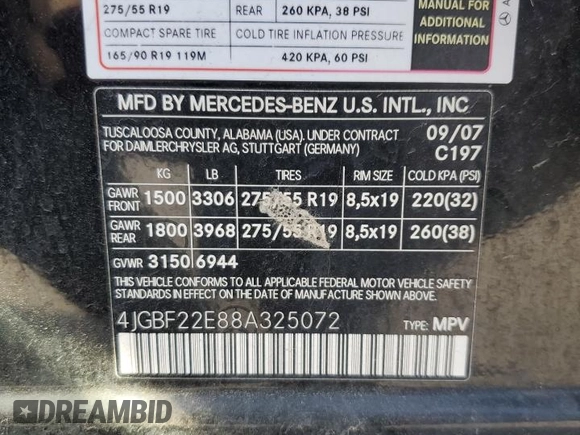 2008 Mercedes-Benz GL-Class 3.0L CDI with VIN 4JGBF22E88A325072, listed as a Copart auction lot 81333724 with 228,914 mi miles and Clean Title. Bid and sale history available at carsss.com. Image 13.