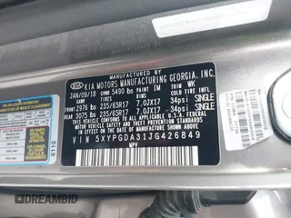 2018 Kia Sorento LX with VIN 5XYPGDA31JG426849, listed as a IAAI auction lot 41019262 with 102,366 mi miles. Bid and sale history available at carsss.com. Image 9.