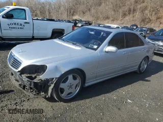 2001 Mercedes-Benz S-Class with VIN WDBNG75J11A162631, listed as a Copart auction lot 52103705 with 215,870 mi miles and Salvage Title. Bid and sale history available at carsss.com. Image 1.