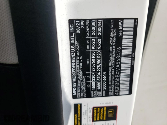 2021 Mercedes-Benz GLE 450 с VIN 4JGFB5KBXMA568476, выставлен на аукционе Copart как лот 57280615 с пробегом 47 798 миль миль и Списание • Salvage title. История ставок и продаж доступна на DreamBid. Изображение 13.