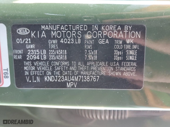 2021 Kia Soul X-Line with VIN KNDJ23AU4M7138767, listed as a Copart auction lot 42588755 with 62,856 mi miles and Salvage Title. Bid and sale history available at carsss.com. Image 15.