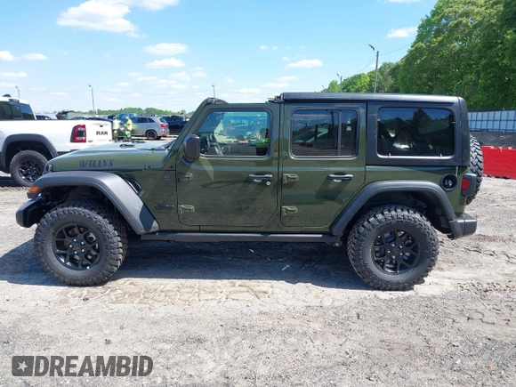 2024 Jeep Wrangler Willys with VIN 1C4PJXDG8RW236725, listed as a IAAI auction lot 39128397 with 50 mi miles and . Bid and sale history available at DreamBid. Image 15.