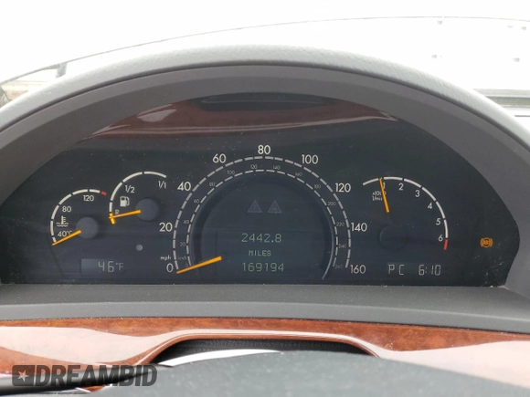2004 Mercedes-Benz S 430 with VIN WDBNG83J04A430307, listed as a Copart auction lot 52566765 with 169,194 mi miles and Salvage Title. Bid and sale history available at DreamBid. Image 9.