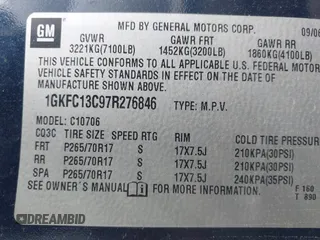 2007 GMC Yukon SLE w/3SA with VIN 1GKFC13C97R276846, listed as a IAAI auction lot 42086120 with 1 mi miles. Bid and sale history available at carsss.com. Image 9.