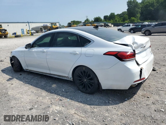 2018 Genesis G80 3.8L with VIN KMHGN4JEXJU245900, listed as a Copart auction lot 60552515 with 107,502 mi miles and Salvage title. Bid and sale history available at DreamBid. Image 2.