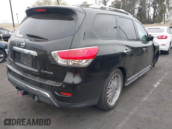 2014 Nissan Pathfinder Platinum with VIN 5N1AR2MN5EC640525, listed as a IAAI auction lot 41884084 with 131,968 mi miles and . Bid and sale history available at DreamBid. Image 4.