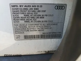 2023 Audi Q7 Premium z VIN WA1ACBF76PD017751, wystawiony jako Copart lot #44049515 z przebiegiem 24 572 mil mil oraz Szkoda całkowita • Salvage title. Historia ofert i sprzedaży dostępna na DreamBid. Obrazek 13.