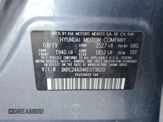 2019 Hyundai Accent SE with VIN 3KPC24A34KE073633, listed as a Copart auction lot 49627185 with 179,648 mi miles and Salvage Title. Bid and sale history available at carsss.com. Image 12.