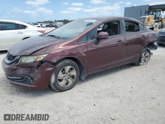 2013 Honda Civic LX with VIN 19XFB2F56DE054256, listed as a Copart auction lot 54928335 with 138,425 mi miles and Salvage title. Bid and sale history available at DreamBid. Image 1.