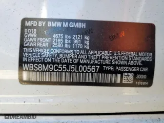 2018 BMW M3 with VIN WBS8M9C55J5L00567, listed as a Copart auction lot 64514952 with 28,149 mi miles. Bid and sale history available at carsss.com. Image 12.