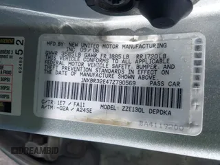 2007 Toyota Corolla CE with VIN 1NXBR32E47Z790569, listed as a IAAI auction lot 42373509 with 215,209 mi miles and . Bid and sale history available at DreamBid. Image 9.