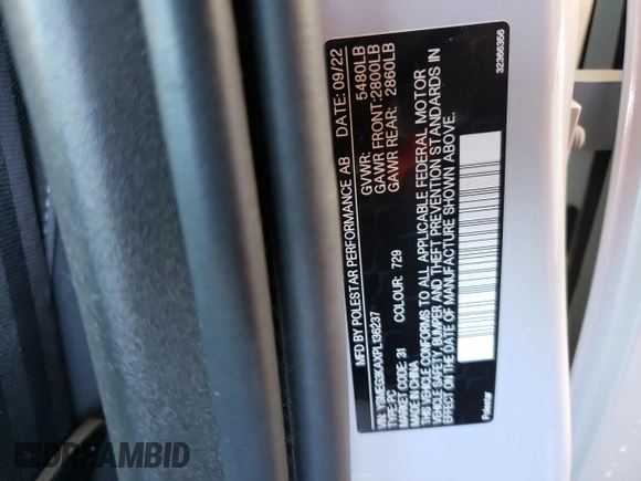 2023 Polestar 2 z VIN YSMEG3KAXPL136237, wystawiony jako Copart lot #76044794 z przebiegiem 55 161 mil mil oraz Czysty tytuł • Clean title. Historia ofert i sprzedaży dostępna na DreamBid. Obrazek 13.