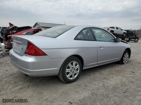 2002 Honda Civic EX with VIN 1HGEM21092L023431, listed as a Copart auction lot 45093905 with 189,826 mi miles and Salvage Title. Bid and sale history available at carsss.com. Image 3.
