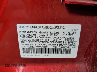 2021 Acura ILX Premium with VIN 19UDE2F74MA006386, listed as a Copart auction lot 52574885 with 39,393 mi miles and Salvage title. Bid and sale history available at DreamBid. Image 13.