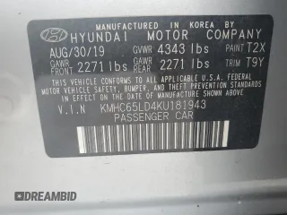 2019 Hyundai Ioniq z VIN KMHC65LD4KU181943, wystawiony jako Copart lot #58343815 z przebiegiem 14 907 mil mil oraz Szkoda całkowita • Salvage title. Historia ofert i sprzedaży dostępna na DreamBid. Obrazek 13.