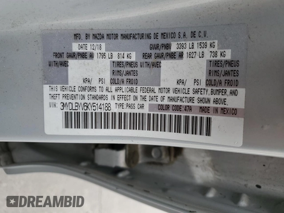 2019 Toyota Yaris L z VIN 3MYDLBYV6KY514188, wystawiony jako Copart lot #57063665 z przebiegiem 42 478 mil mil oraz Szkoda całkowita • Salvage title. Historia ofert i sprzedaży dostępna na DreamBid. Obrazek 12.