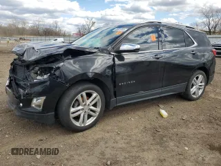 2019 Chevrolet Equinox Premier z VIN 2GNAXXEV4K6113299, wystawiony jako Copart lot #48061655 z przebiegiem Nie podano mil oraz Szkoda całkowita • Salvage title. Historia ofert i sprzedaży dostępna na DreamBid. Obrazek 1.
