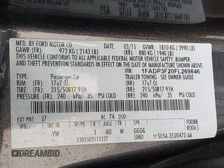 2015 Ford Focus SE with VIN 1FADP3F20FL269846, listed as a IAAI auction lot 42507197 with 143,496 mi miles and . Bid and sale history available at DreamBid. Image 9.
