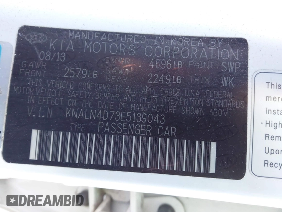2014 Kia Cadenza Premium with VIN KNALN4D73E5139043, listed as a IAAI auction lot 41395272 with 142,255 mi miles. Bid and sale history available at carsss.com. Image 9.