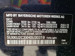 2017 BMW X6 xDrive35i with VIN 5UXKU2C3XH0U30319, listed as a Copart auction lot 47157223 with 64,116 mi miles. Bid and sale history available at carsss.com. Image 15.