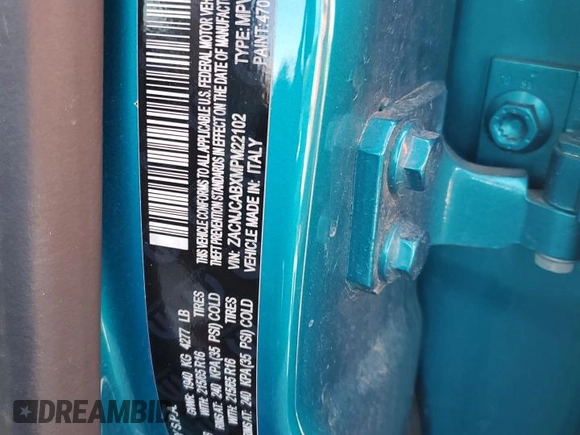2021 Jeep Renegade Sport with VIN ZACNJCABXMPM22102, listed as a Copart auction lot 48037905 with Not provided miles and Salvage title. Bid and sale history available at DreamBid. Image 14.