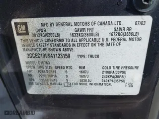 2004 Chevrolet Silverado 1500 Work Truck with VIN 2GCEC19V941123159, listed as a IAAI auction lot 41419477 with 171,449 mi miles. Bid and sale history available at carsss.com. Image 9.