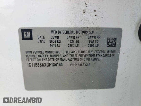 2016 Chevrolet Malibu Limited LS with VIN 1G11B5SAXGF134144, listed as a Copart auction lot 69322994 with 114,651 mi miles and Salvage Title. Bid and sale history available at carsss.com. Image 13.