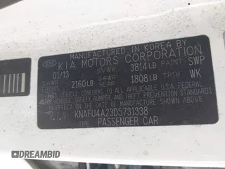 2013 Kia Forte EX with VIN KNAFU4A23D5731338, listed as a IAAI auction lot 42067997 with 130,300 mi miles. Bid and sale history available at carsss.com. Image 9.