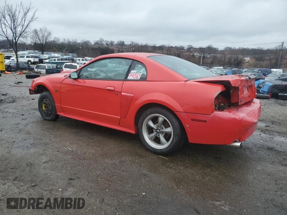 2002 Ford Mustang GT Deluxe with VIN 1FAFP42X22F177467, listed as a Copart auction lot 43930355 with 0 mi miles and Salvage Title. Bid and sale history available at carsss.com. Image 2.