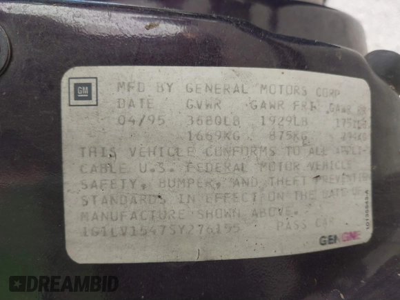 1995 Chevrolet Beretta z VIN 1G1LV1547SY276155, wystawiony jako IAAI lot #41703189 z przebiegiem 114 320 mil mil oraz . Historia ofert i sprzedaży dostępna na DreamBid. Obrazek 9.